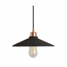 PYRUS Ceramic Pendant Light 28Cm Black Clay Polished Copper