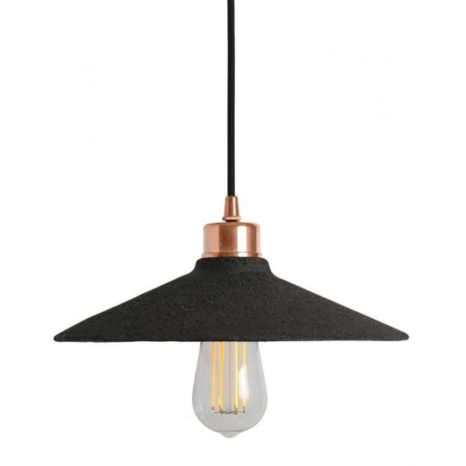 PYRUS Ceramic Pendant Light 28Cm Black Clay Polished Copper