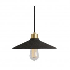 PYRUS Ceramic Pendant Light 28Cm Black Clay Satin Brass