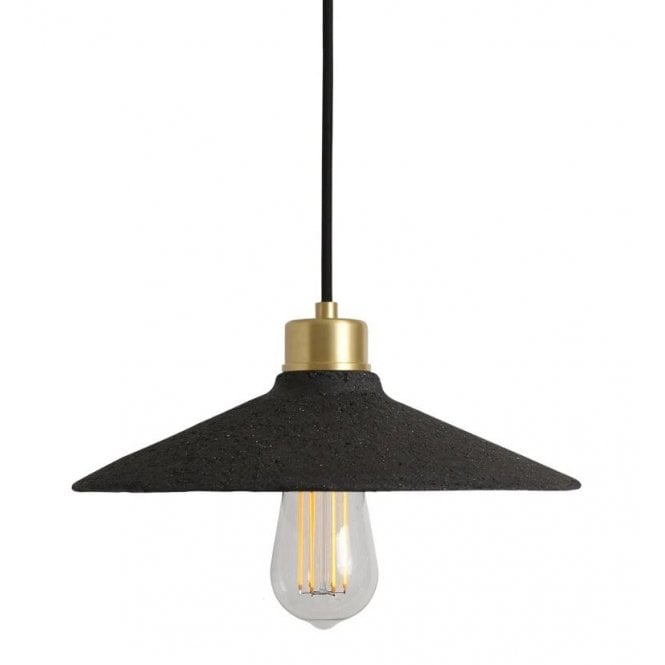 PYRUS Ceramic Pendant Light 28Cm Black Clay Satin Brass