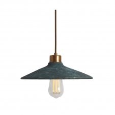 PYRUS Ceramic Pendant Light 28Cm Blue Earth Antique Brass