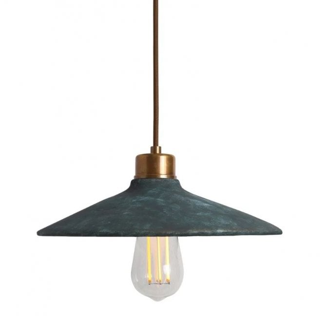 PYRUS Ceramic Pendant Light 28Cm Blue Earth Antique Brass