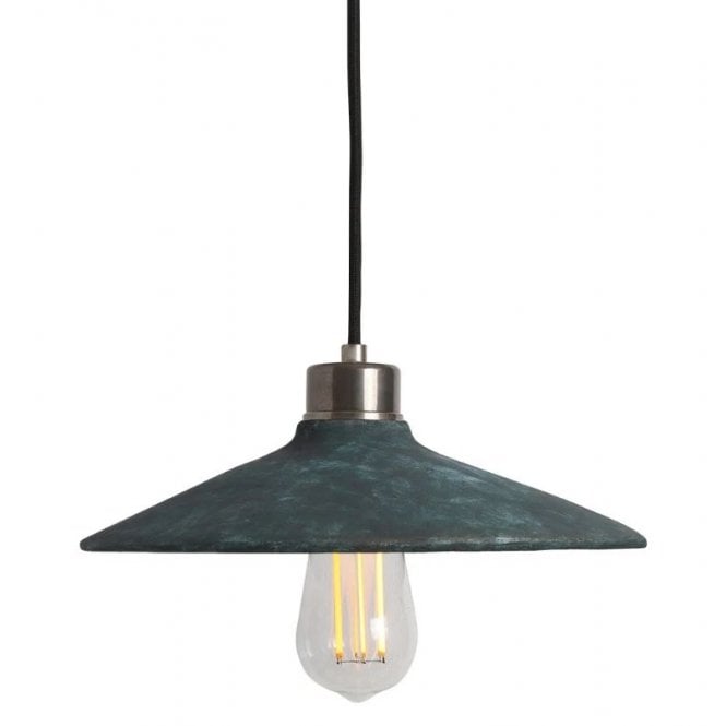 PYRUS Ceramic Pendant Light 28Cm Blue Earth Antique Silver