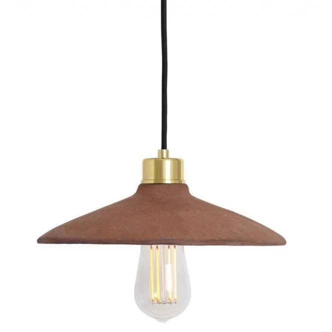 PYRUS Ceramic Pendant Light 28Cm Red Iron Polished Brass