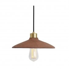 PYRUS Ceramic Pendant Light 28Cm Red Iron Satin Brass
