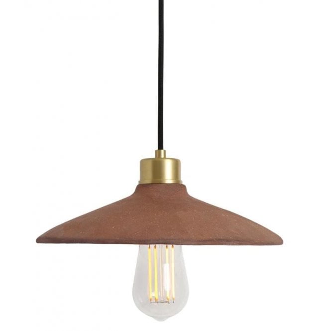 PYRUS Ceramic Pendant Light 28Cm Red Iron Satin Brass