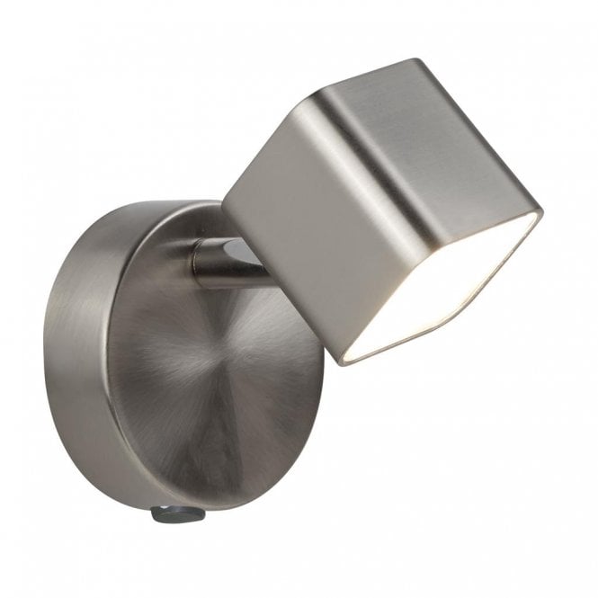 QUAD LED square single wall spotlight in satin silver
