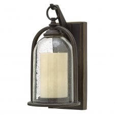 rustic glass bell lantern outdoor light with candle look inner glass - IP44