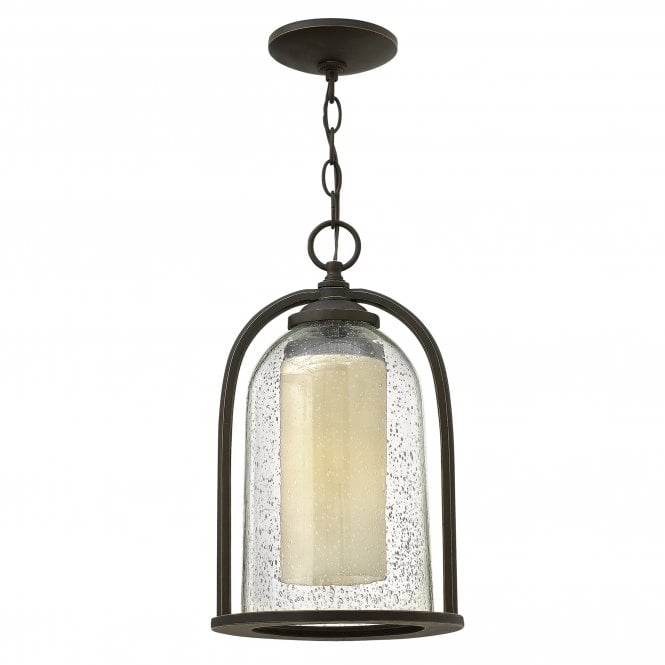 QUINCY rustic glass bell & candle porch chain lantern