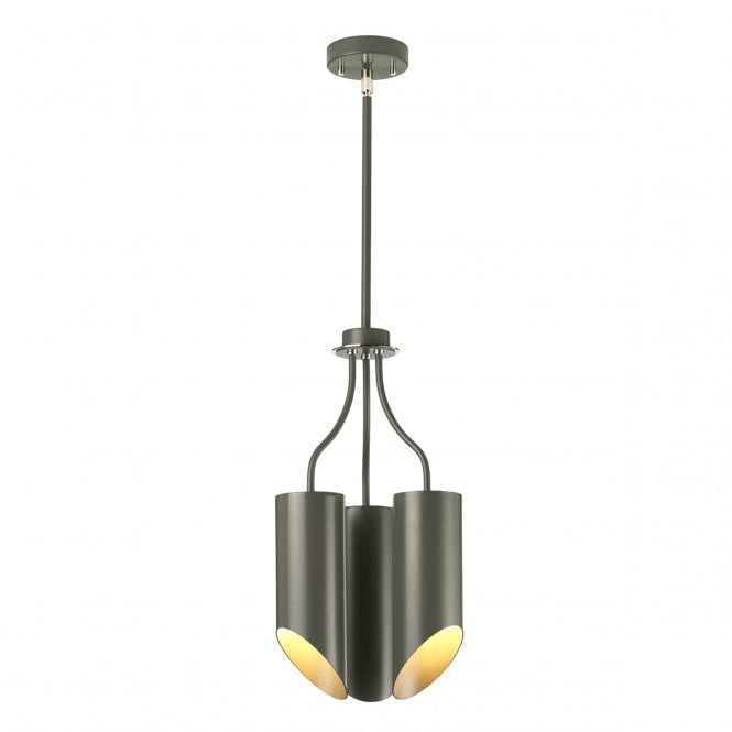 QUINTO modern 3 light chandelier in dark grey finish