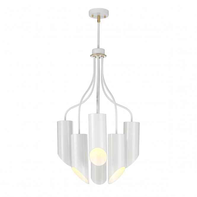 QUINTO modern 6 light chandelier in white finish