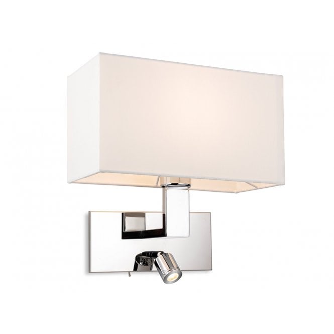 RAFFLES 2 Light Wall (Switched) Chrome with Cream Shade