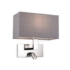 RAFFLES 2 Light Wall (Switched) Chrome with Grey Shade