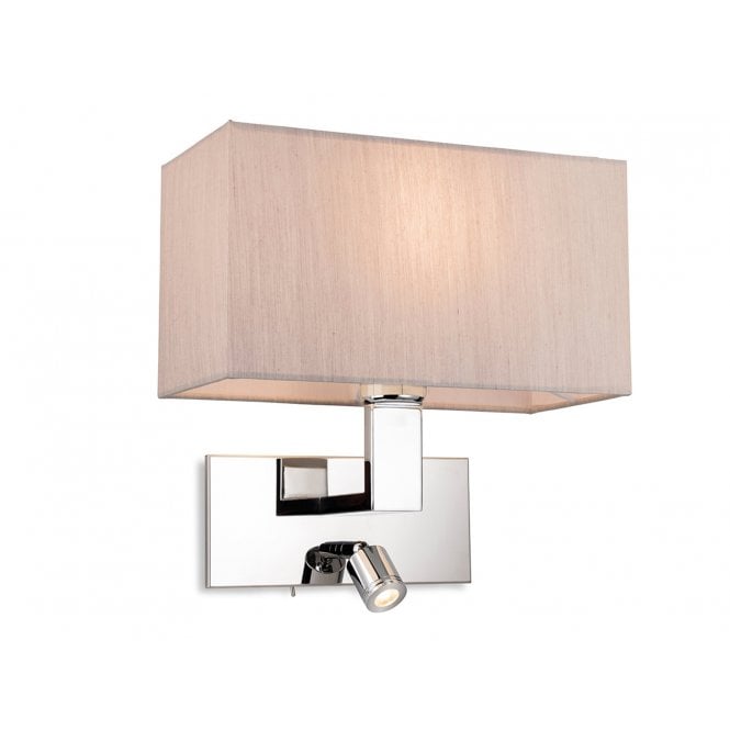 RAFFLES 2 Light Wall (Switched) Chrome with Oyster Shade