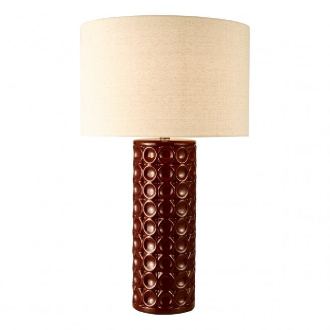 Raja Red and Antique Bronze Table Lamp with Neutral Drum Shade