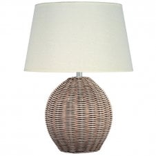 rattan table lamp with cream shade