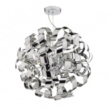 modern polished chrome ribbon globe ceiling pendant
