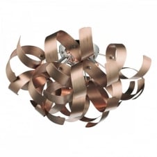 Decorative Modern Flush Ceiling Light with Copper Ribbon Design