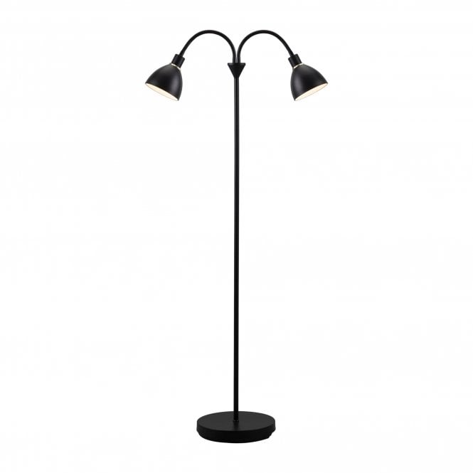 RAY twin head contemporary floor lamp in black