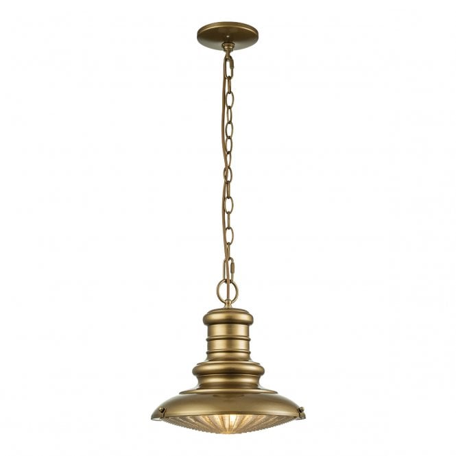 REDDING Station Medium Chain Lantern | Distressed Brass & Prismatic Glass