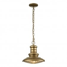 REDDING Station Medium Chain Lantern | Distressed Brass & Prismatic Glass