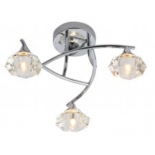 3Lt Bathroom Rated Flush Ceiling Light Chrome