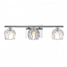 REGALIA 3 Light Bathroom Wall Light in Polished Chrome with Prismatic Crystal Shades