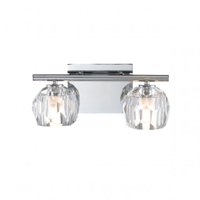 REGALIA Twin Bathroom Wall Light in Polished Chrome with Prismatic Crystal Shades