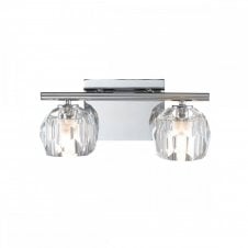 REGALIA Twin Bathroom Wall Light in Polished Chrome with Prismatic Crystal Shades