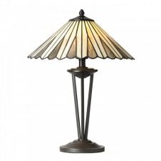 REGAN Large Tiffany Glass Table Lamp in Aged Bronze