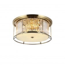 REGENCY Ceiling | 6 x E27 | Antique Brass and Clear Glass