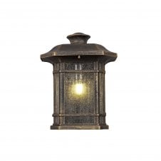 Half Wall Lantern Black Gold Seeded Glass, IP54