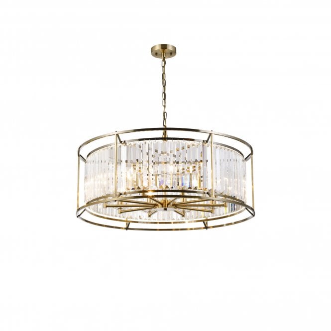 REGENCY Pendant | 10 x E14 | Antique Brass and Clear