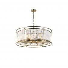 REGENCY Pendant | 10 x E14 | Antique Brass and Clear