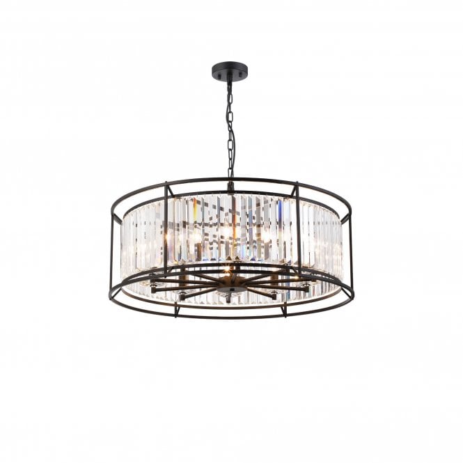 REGENCY Pendant | 10 x E14 | Satin Black and Clear Glass