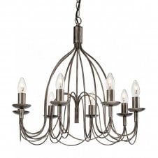 REGENCY rustic 8 light antique silver ceiling pendant