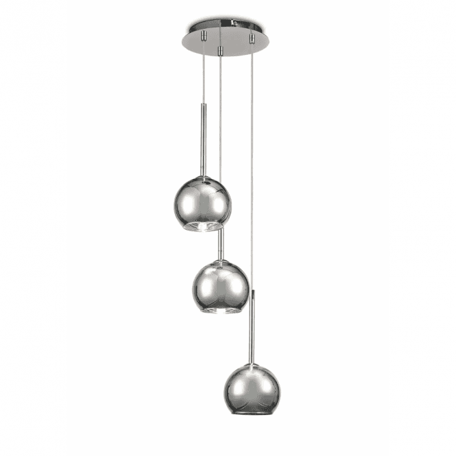 REGINA Chrome Ceiling Pendant Cluster Light Chrome Plated Glass