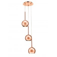 REGINA Copper 3 Light Ceiling Pendant Cluster Copper Plated Glass