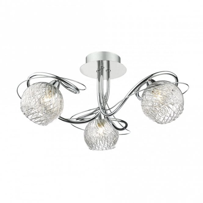REHAN decorative 3 light semi flush ceiling light with glass shades