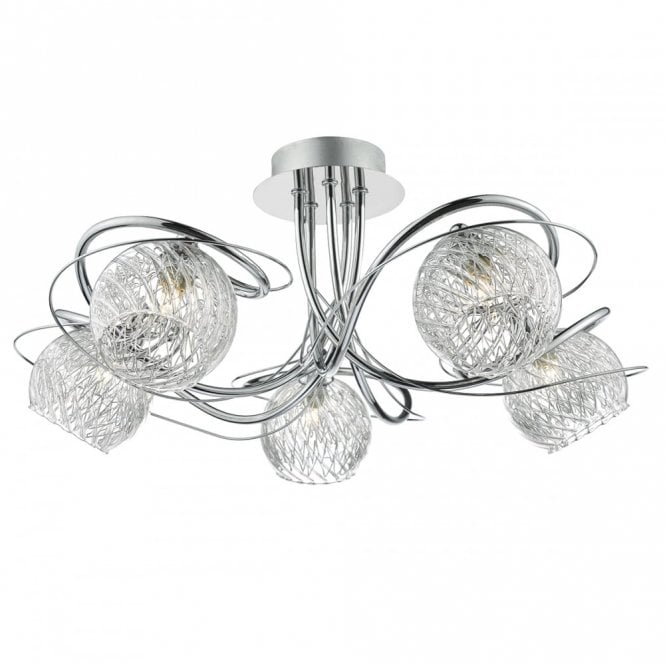 REHAN decorative 5 light semi flush ceiling light with glass shades