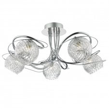 REHAN decorative 5 light semi flush ceiling light with glass shades