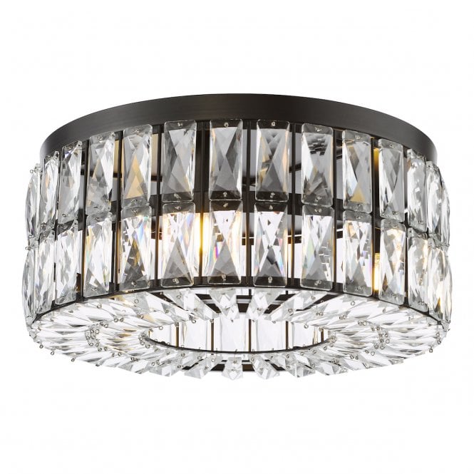 Relena Flush Matt Black and Crystal 4 Light