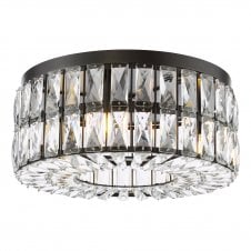 matte black and crystal flush ceiling light