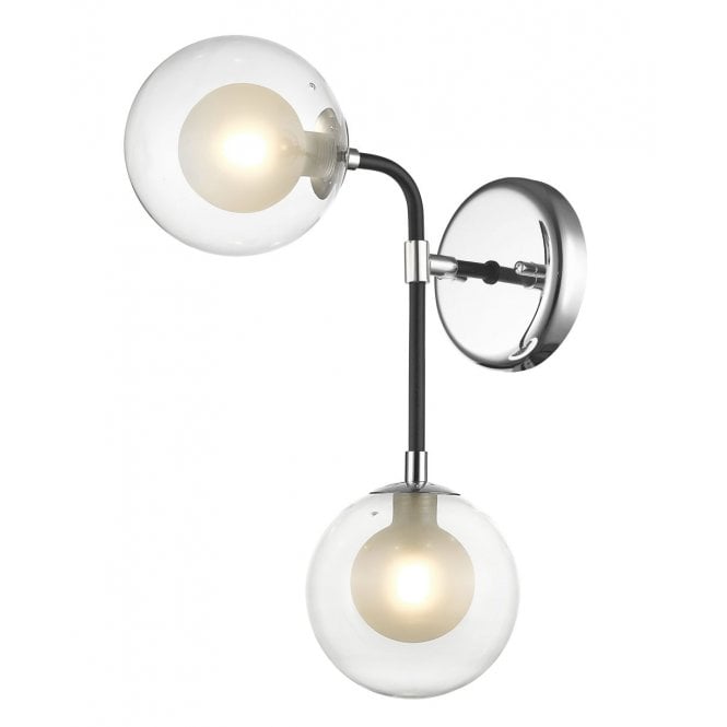 REMY Modern Sputnik Style 2 Light Wall Light in Chrome and Matt Black