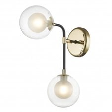 REMY Modern Sputnik Style 2 Light Wall Light in Gold and Matt Black