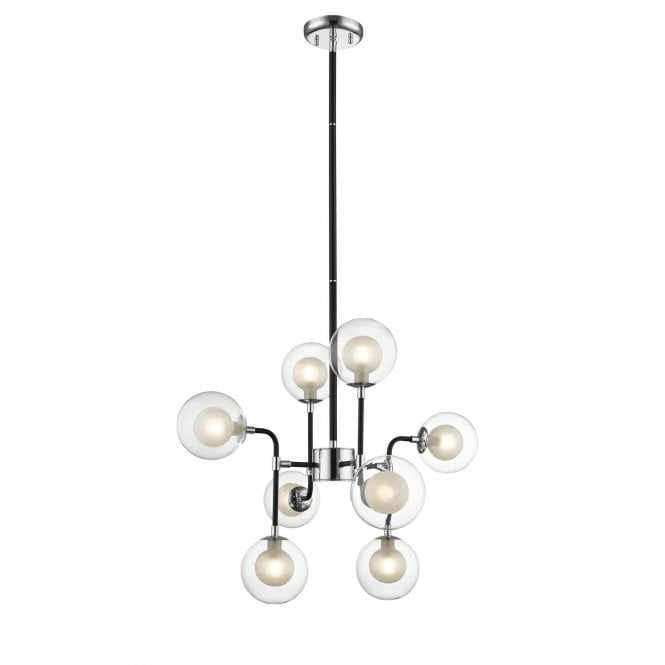 REMY Modern Sputnik Style Ceiling Pendant 8 Light G9 in Chrome and Matt Black