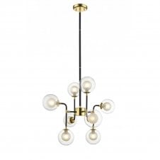 REMY Modern Sputnik Style Ceiling Pendant 8 Light G9 in Gold and Matt Black