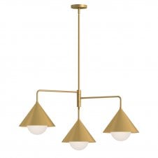 brushed gold 3 light chandelier with opal glass diffusers