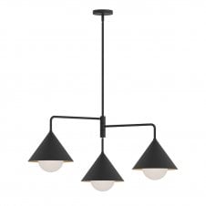 matte black & opal glass 3 light chandelier
