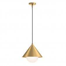 brushed gold ceiling pendant with opal glass diffuser